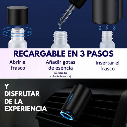 Ambientador inteligente para autos con 3 aromas recargables- Aroma Inteligente PRO®